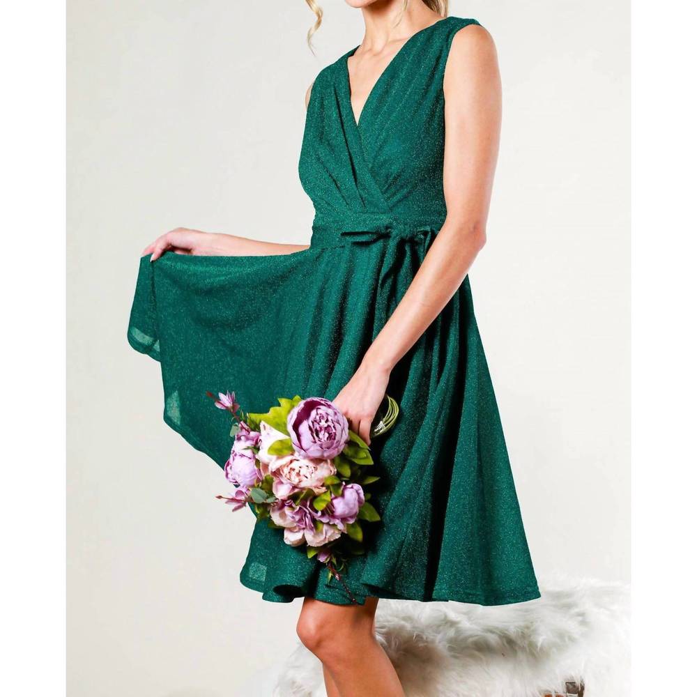 NEW VINE & LOVE v-neck sleeveless tie waist dress in teal